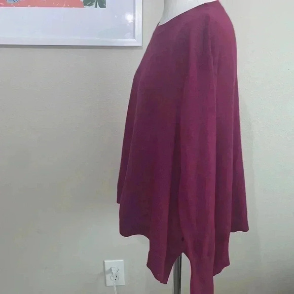 By Anthropologie 100% Merino Wool Asymmetrical Plum Sweater - Picture 3 of 8